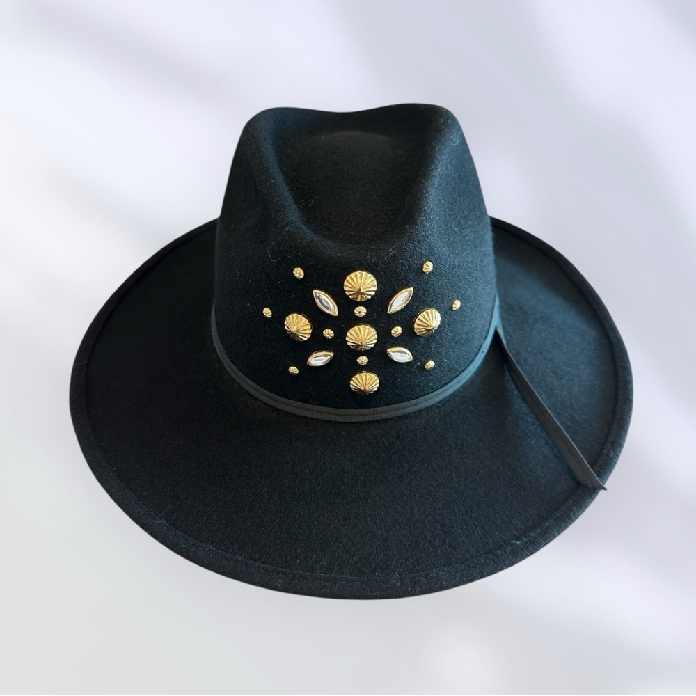 Eddy Bros Lady Jane 1 Black Cowgirl Hat with Gold Embellishments - Sz Large